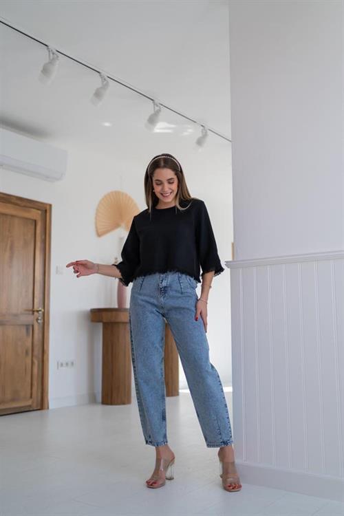 Wholesale Black Tassel Detailed Blouse