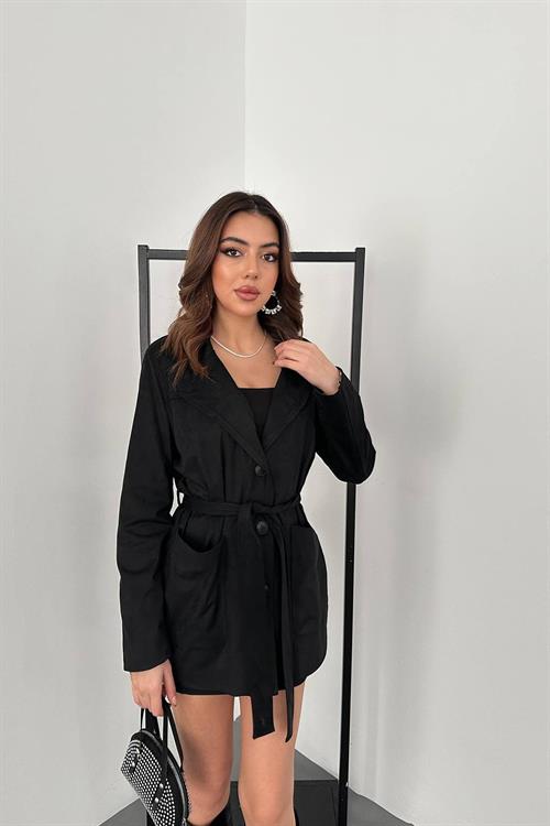 Wholesale Black Suede Jacket with Matching Belt