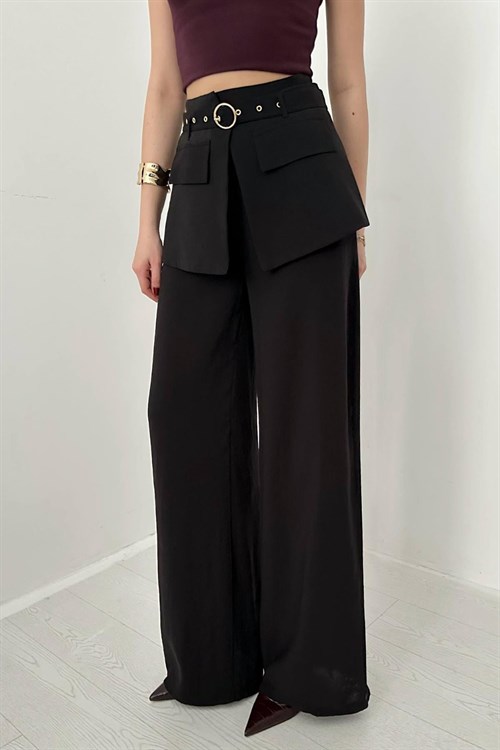 Wholesale Black Trousers with Flap Pockets