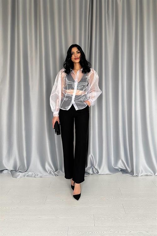 Wholesale Black Collar Blouse and Pants Black