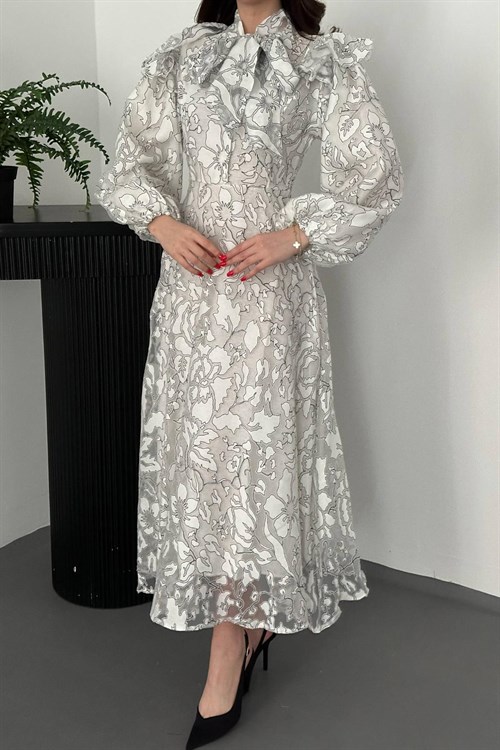 Wholesale Black Tie-Neck Dress