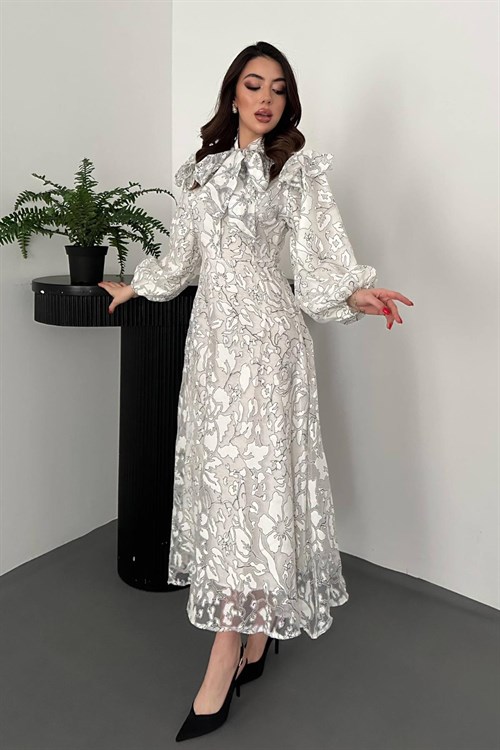 Wholesale Black Tie-Neck Dress