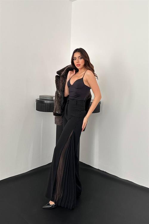 Wholesale Black Trousers with Pleated Sides