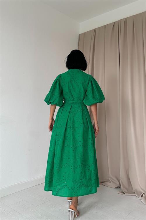 Wholesale Green Pleated Dress