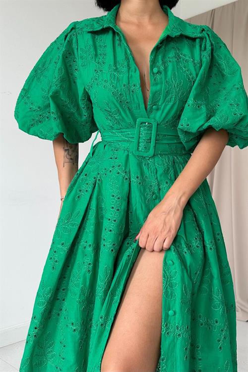 Wholesale Green Pleated Dress