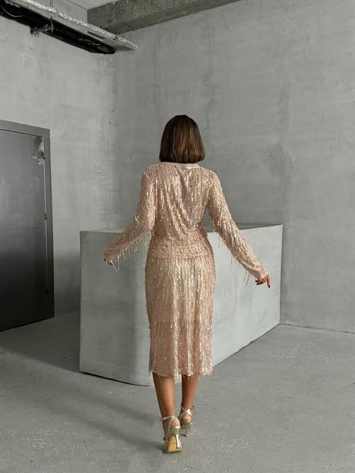 Feather Sequin Wholesale Skirt - Stone Gold