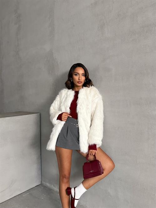 Tüylü Toptan Yelek - Açık Taş