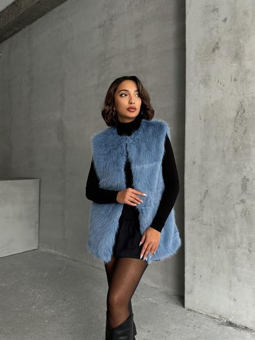 Wholesale Vest with Feathers - Blue