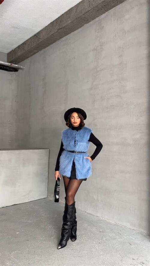 Wholesale Vest with Feathers - Blue