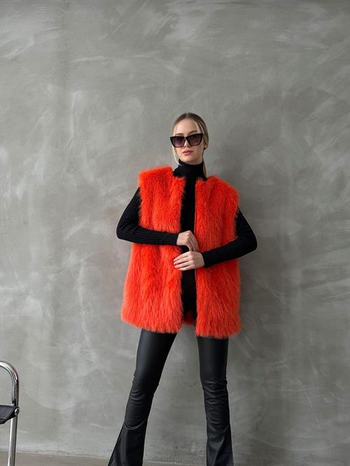 Wholesale Vest with Feathers - Orange
