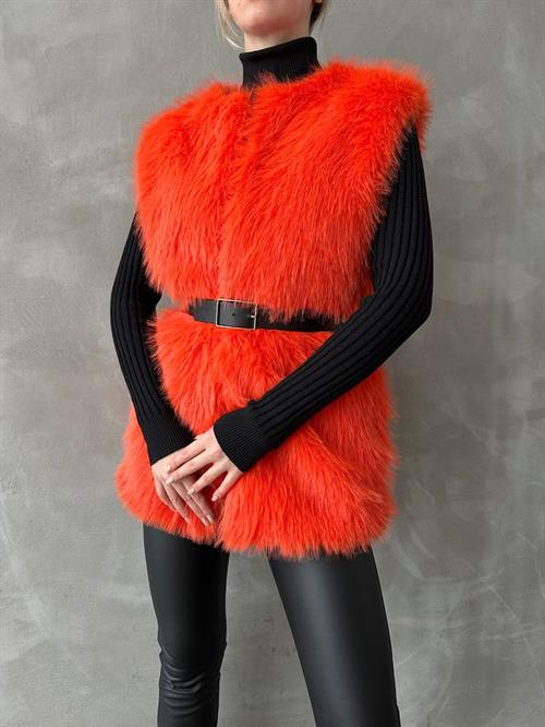 Wholesale Vest with Feathers - Orange