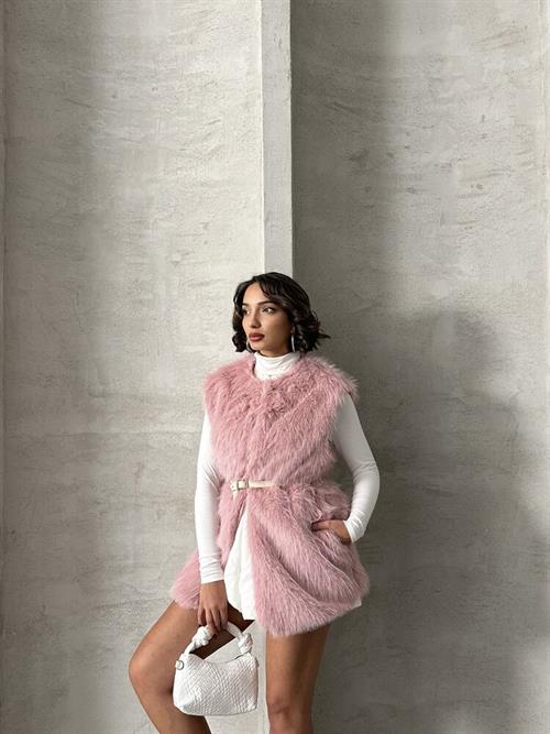 Wholesale Vest with Feathers - Powder