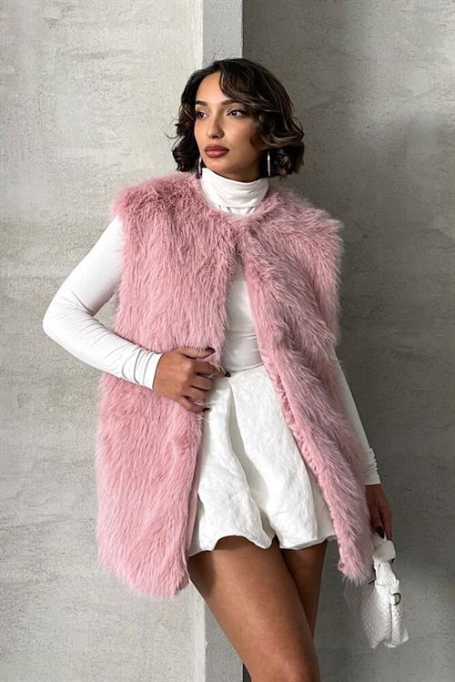 Wholesale Vest with Feathers - Powder