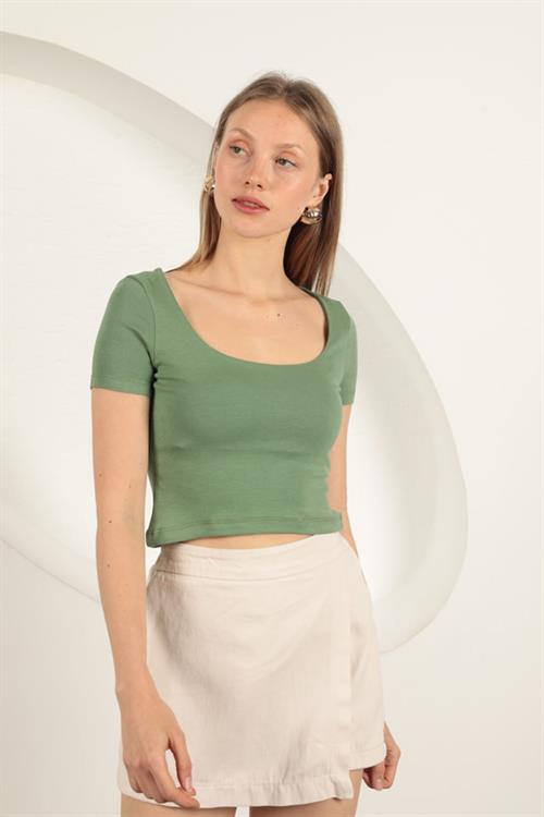 U Neck Blouse- Khaki