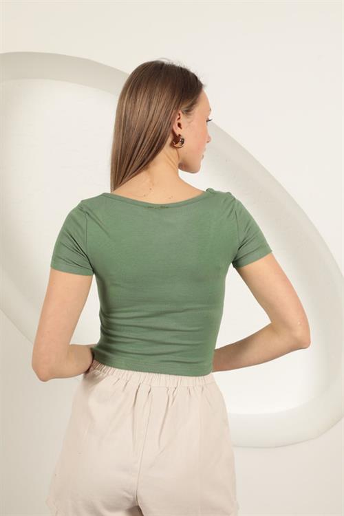 U Neck Blouse- Khaki