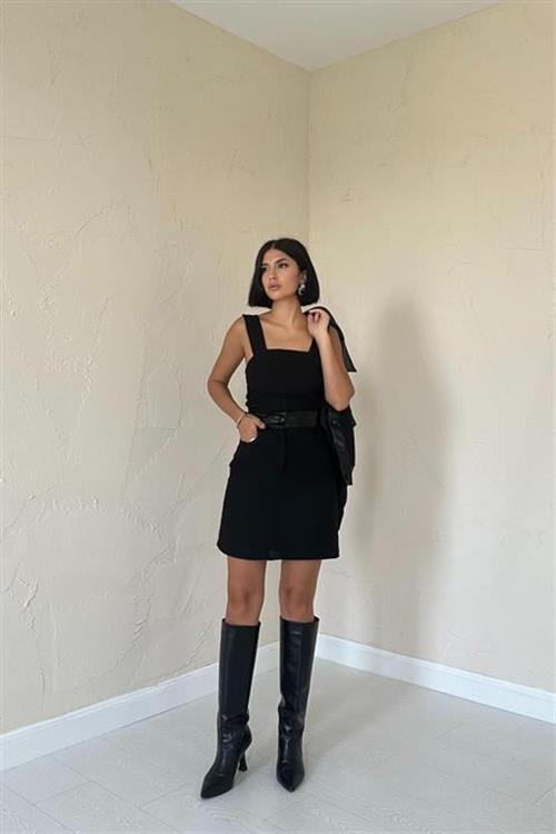 Wholesale Black Three-Piece Set with Leather Trim