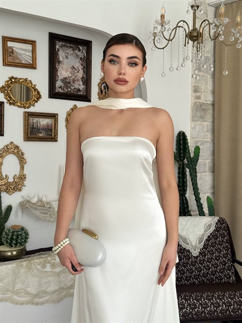 Ulsez Strapless Dress with Shawl Detail