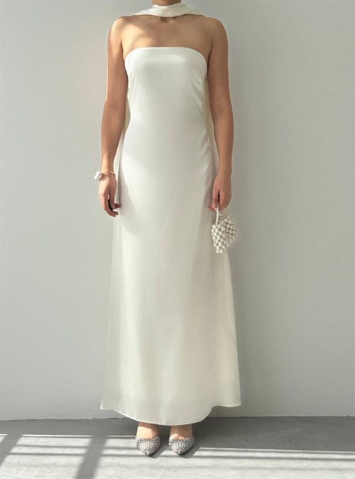 Ulsez Strapless Dress with Shawl Detail