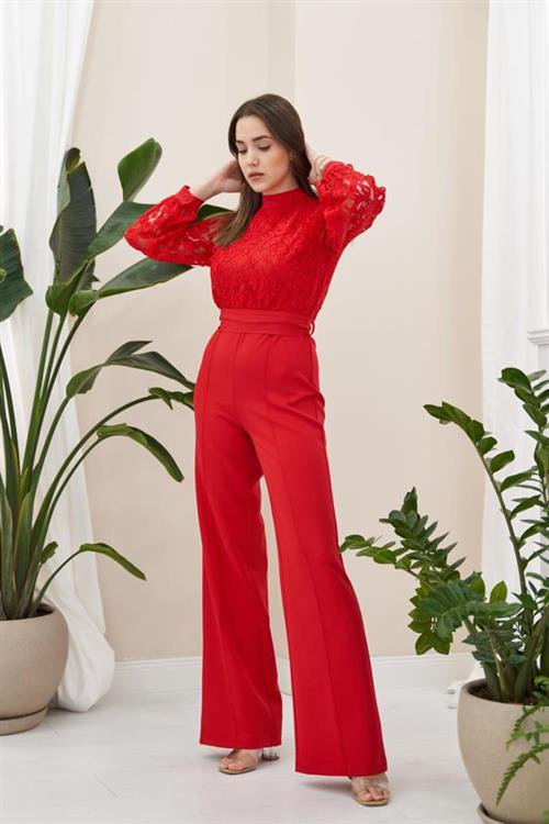 Wholesale Top Lace Jumpsuit - Red