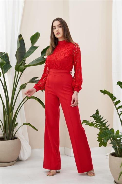 Wholesale Top Lace Jumpsuit - Red