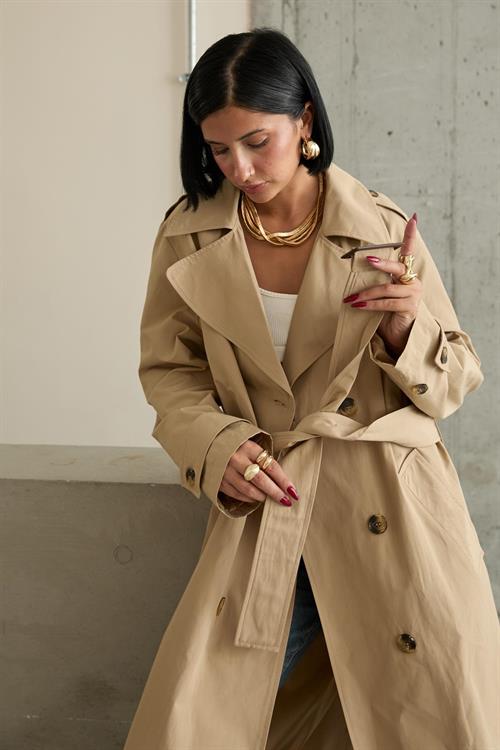 Wholesale Long Belt Trench Coat - Camel