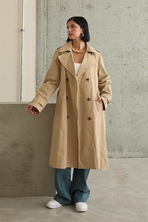 Wholesale Long Belt Trench Coat - Camel