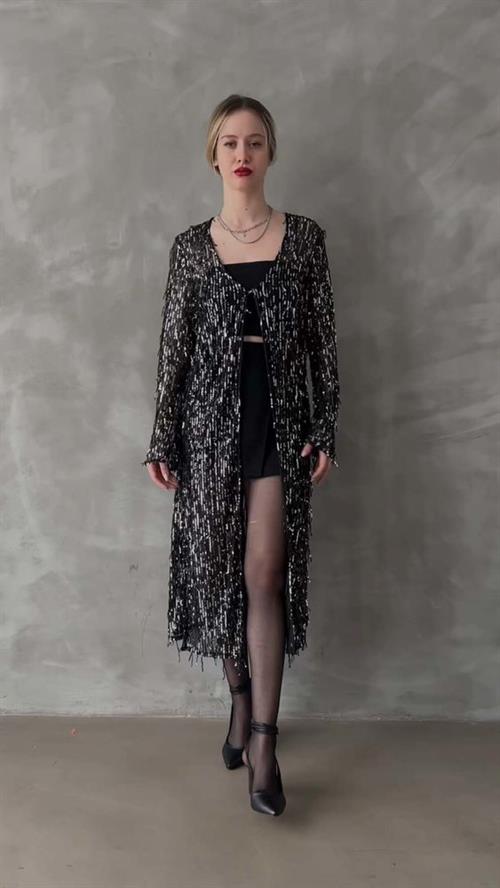 Long Wholesale Cardigan - Black Silver