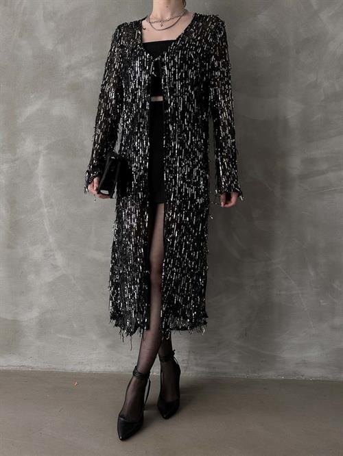 Long Wholesale Cardigan - Black Silver