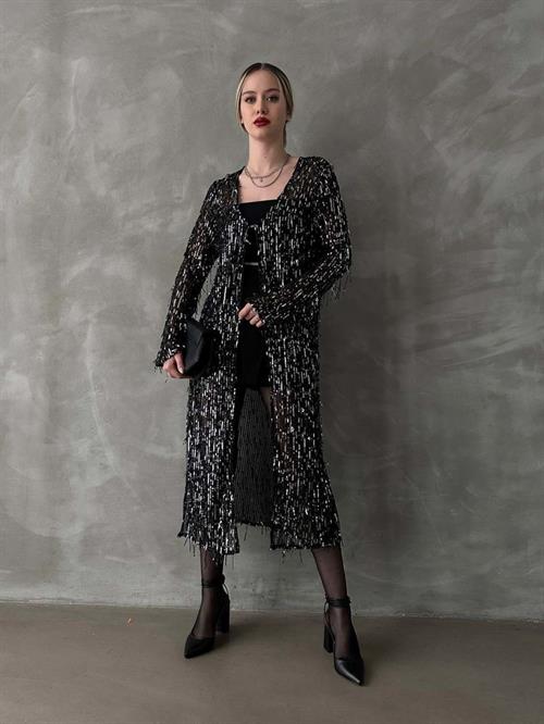 Long Wholesale Cardigan - Black Silver