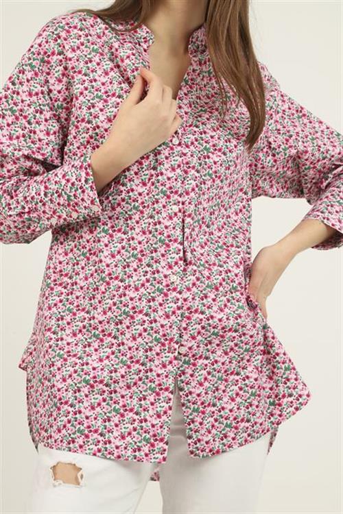 Wholesale V-Neck And Patterned Shirt - Red