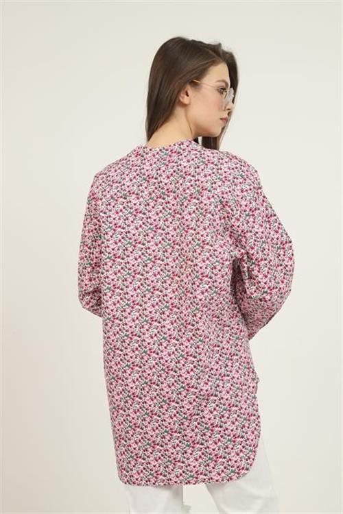 Wholesale V-Neck And Patterned Shirt - Red