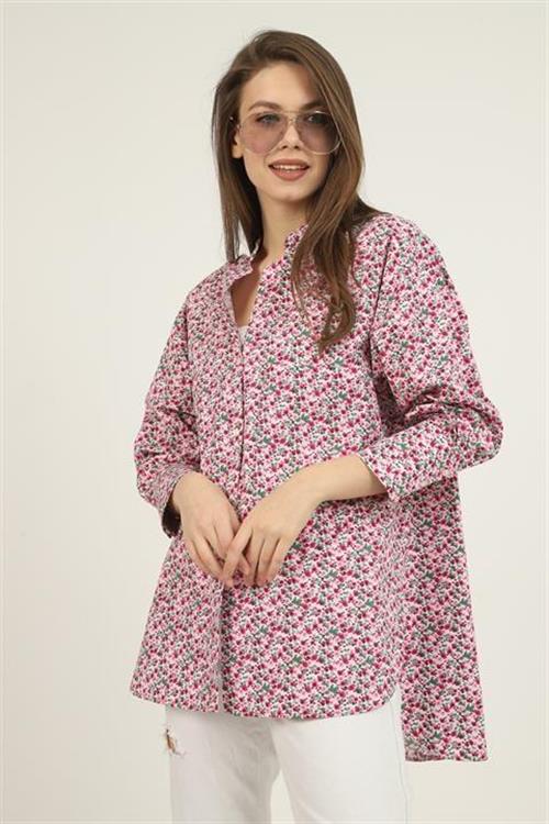 Wholesale V-Neck And Patterned Shirt - Red