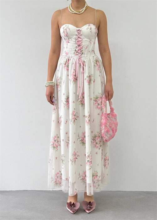 Vrone Lace-Up Detail Dress