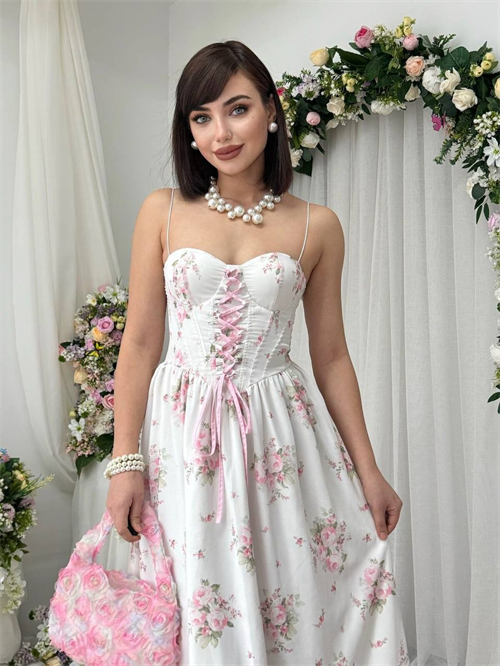 Vrone Lace-Up Detail Dress