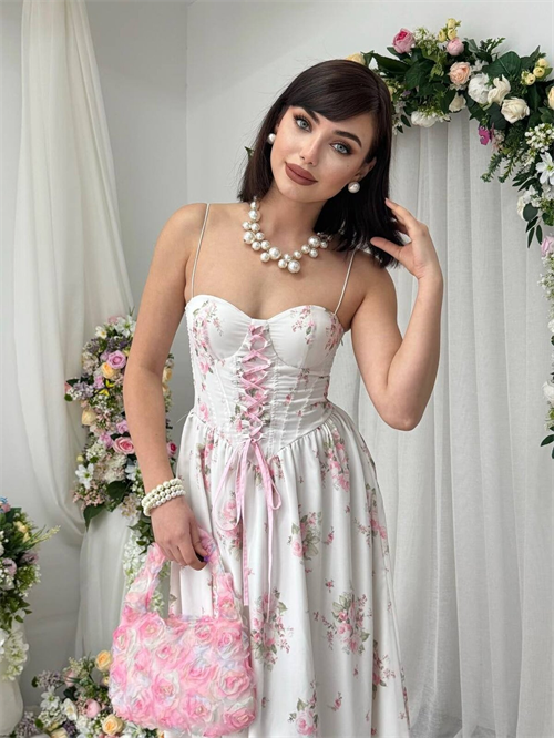 Vrone Lace-Up Detail Dress