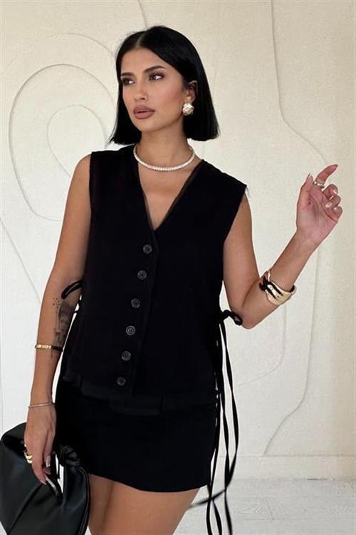 Wholesale Side Laced Vest - Black