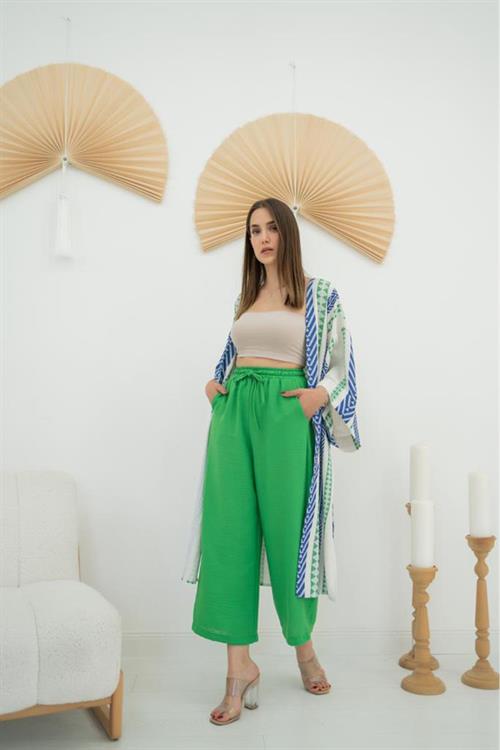 Toptan Yeşil Keten Pantolon