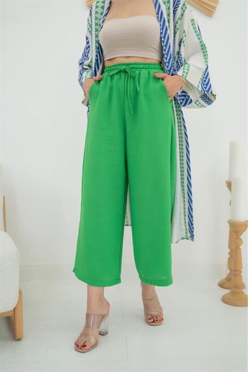 Toptan Yeşil Keten Pantolon