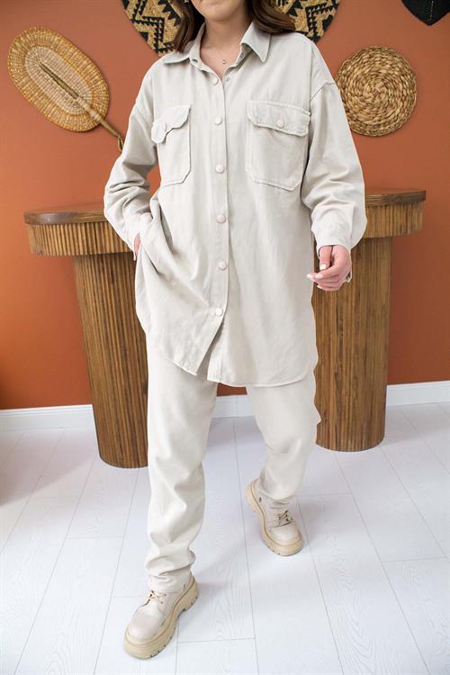Wholesale Washable Shirt And Trouser Suit - Beige