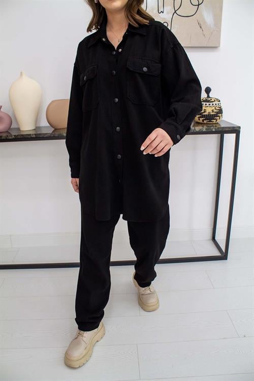 Wholesale Black Washed Shirt and Trousers Suit 