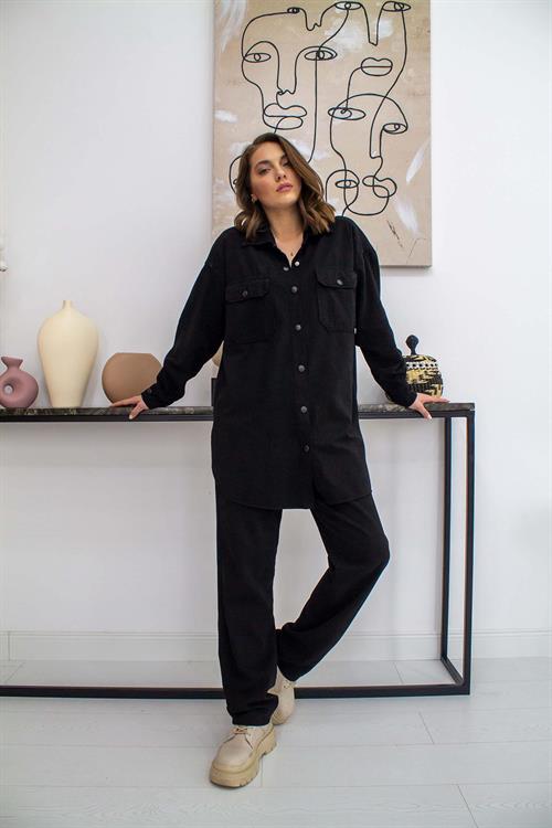 Wholesale Black Washed Shirt and Trousers Suit 