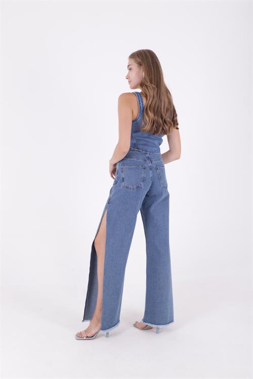 Yırtmaçlı Palazzo Kot Pantolon 7035-27-(26-31)