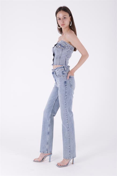 Wholesale High Waist Straight Jeans