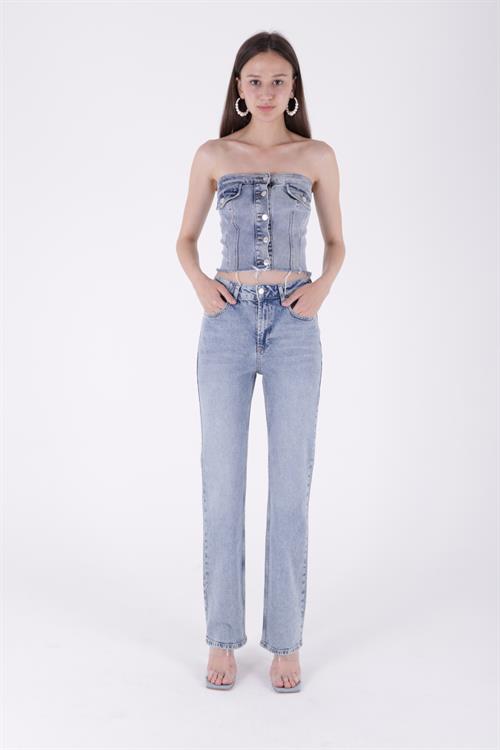 Wholesale High Waist Straight Jeans