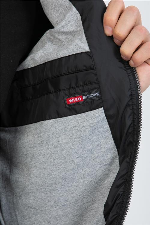 Wholesale Anthracite Diamond Pattern Stand Collar Vest