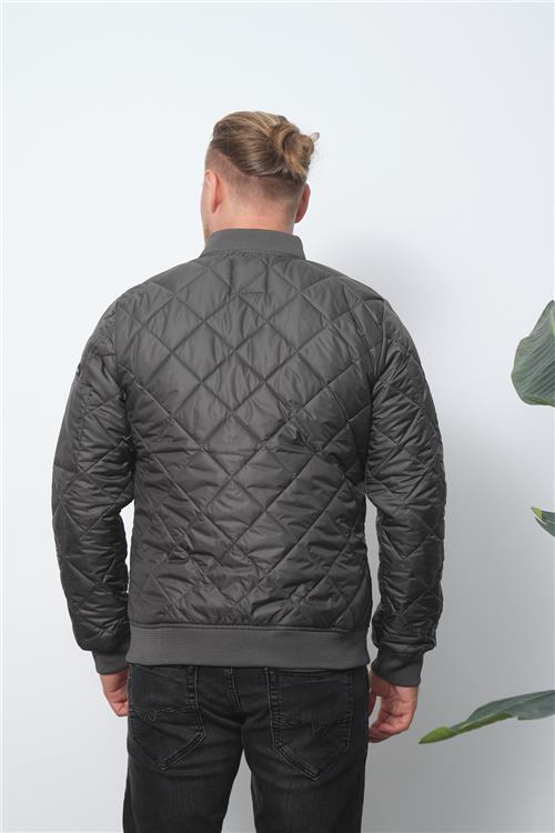 Wholesale Anthracite Diamond Pattern Sleeve Detail Pilot Jacket