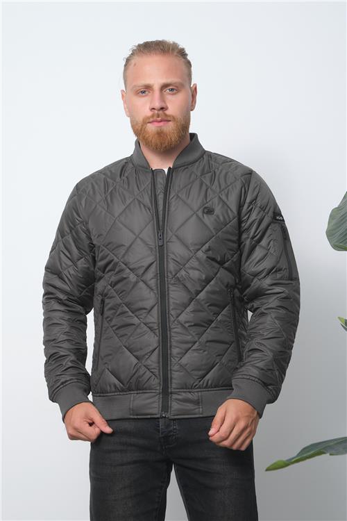 Wholesale Anthracite Diamond Pattern Sleeve Detail Pilot Jacket