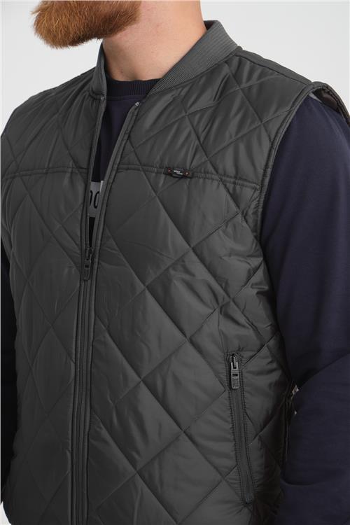 Wholesale Anthracite Diamond Pattern Pilot Vest