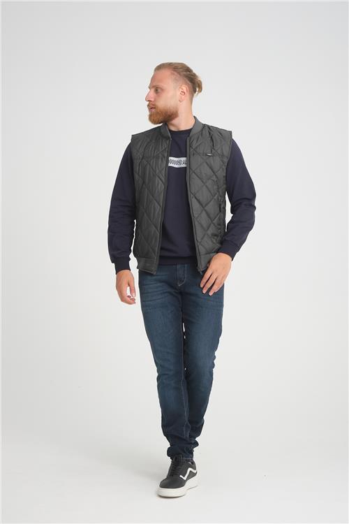 Wholesale Anthracite Diamond Pattern Pilot Vest