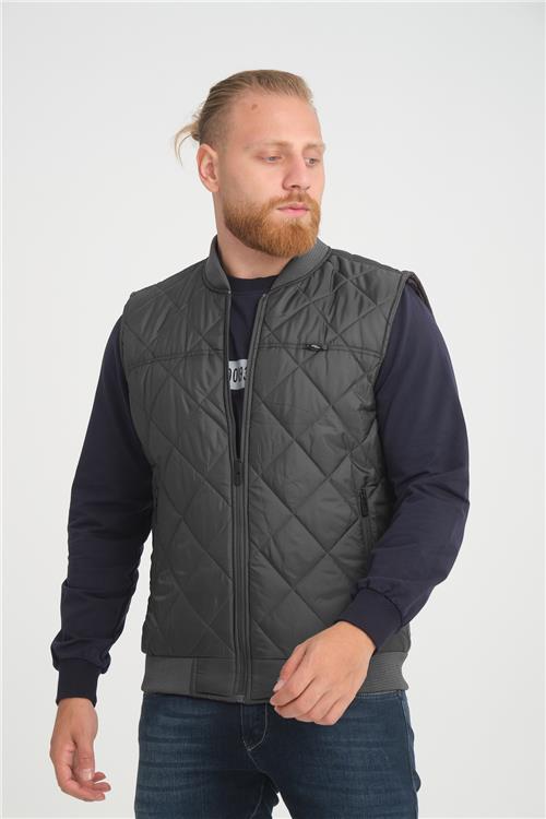 Wholesale Anthracite Diamond Pattern Pilot Vest